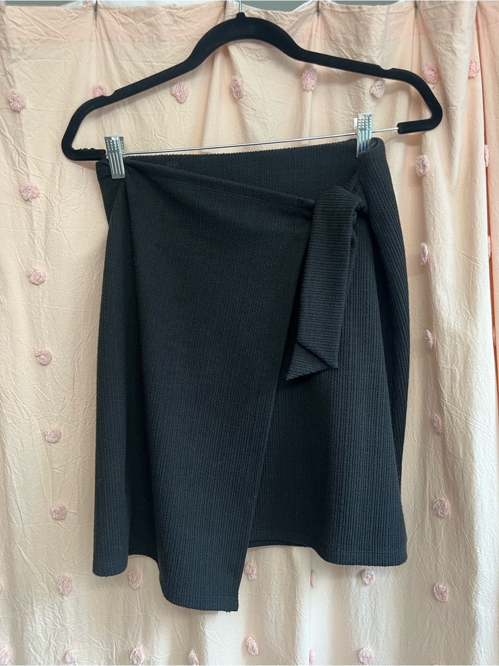 LOFT Black Knit Wrap Skirt with Side Tie